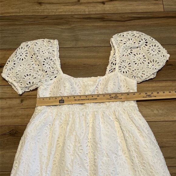 Lilly Pulitzer Kay Short Sleeve Eyelet Dress SZ 12 Resort White Pockets Crochet - Picture 5 of 11